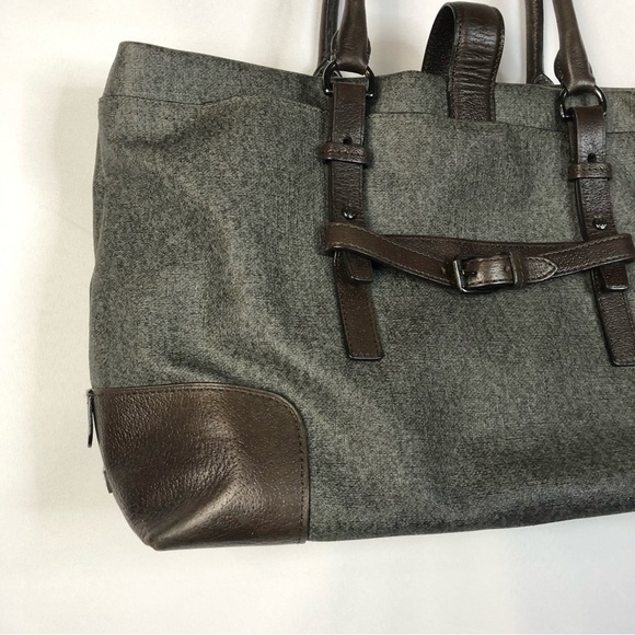 Tumi Villa Viverone Gray & Brown Leather Trimmed Business Tote - Picture 4 of 8